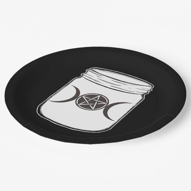 Assiettes En Carton Mystical Magic Moons Mason Jar Halloween Party (Angle)