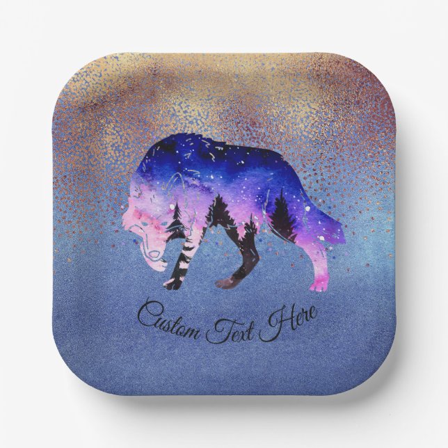 Assiettes En Carton Mystical Wolf Spirit Animal Personnalisé (Recto)