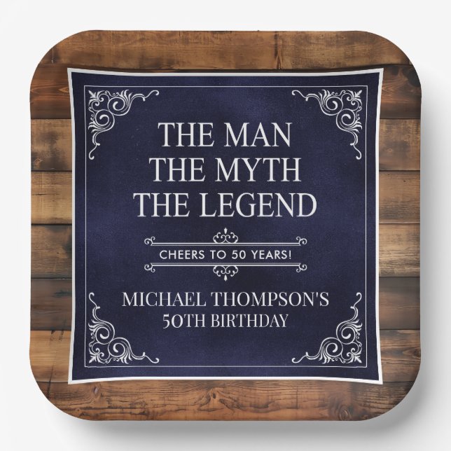Assiettes En Carton Mythe de l'homme rustique Légende 50e anniversaire (Recto)