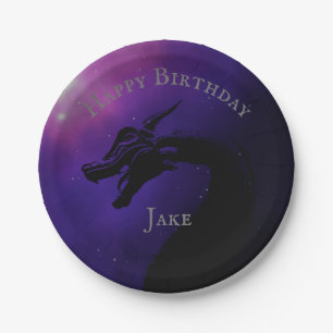 Assiettes En Carton Mythique Violet Lune Dragon Joyeux Anniversaire