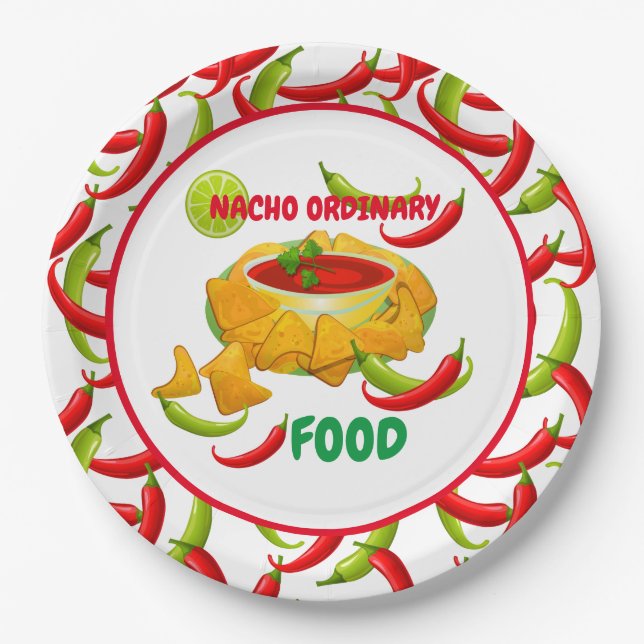 Assiettes En Carton Nacho mexicain nourriture ordinaire (Devant)