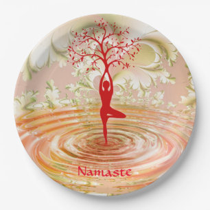 Assiettes En Carton Namaste Citation Arbre de vie Zen Yoga Zen