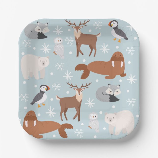 Assiettes En Carton Naples de la partie des animaux de l'Arctique (Recto)
