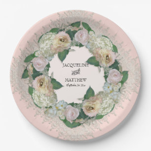 Assiettes En Carton Napperon vintage de dentelle de fleur de décor de