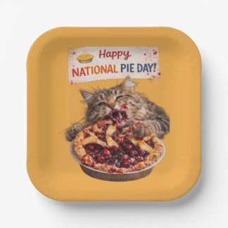 Assiettes En Carton National Pie Day Cat Plates