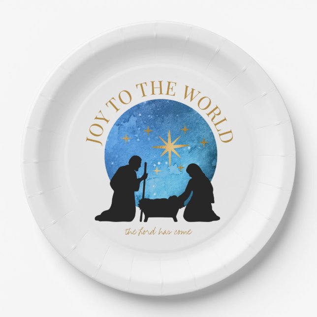 Assiettes En Carton Nativité de Noël| Joie au monde| Vacances (Devant)