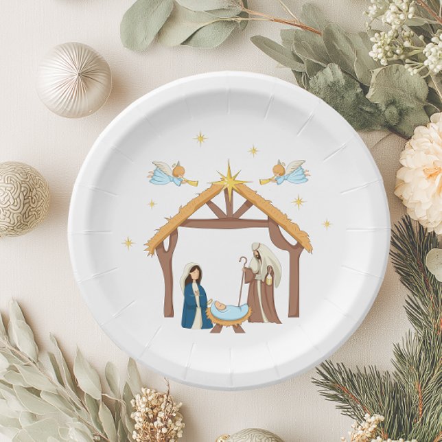 Assiettes En Carton Nativité de Noël mignonne (Nativity Christmas Plate)