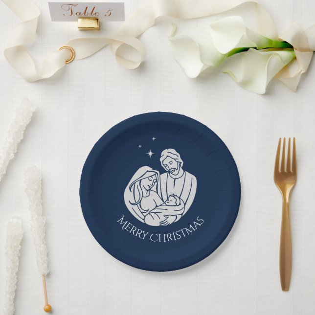 Assiettes En Carton Nativité simple et élégante Bébé Jésus Joyeux Noël (Mariage)