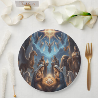Assiettes En Carton Nativity Scene Christmas Plate – Holy Night Décor