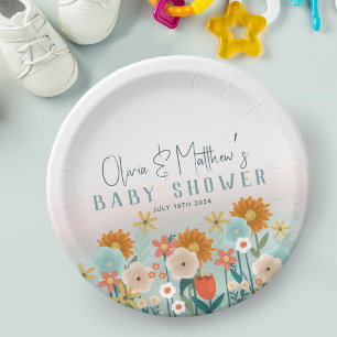 Assiettes En Carton Nature mignonne Baby shower végétal de filles