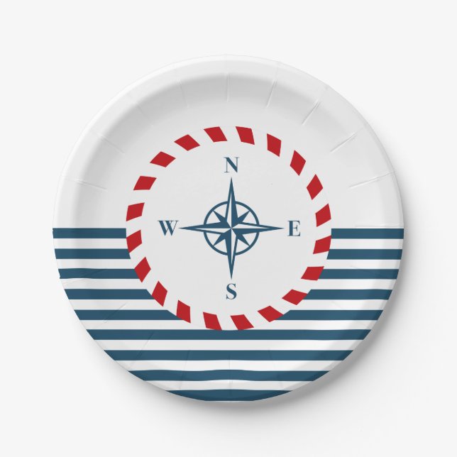 Assiettes En Carton Nautical design (Devant)