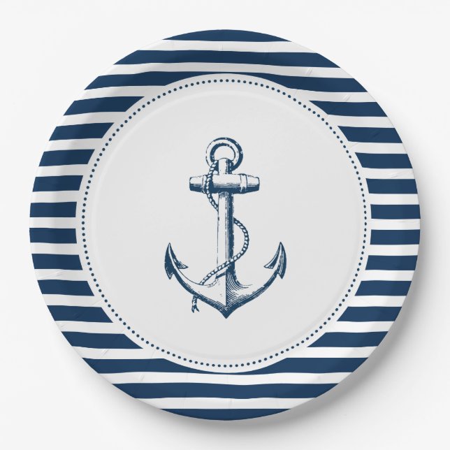 Assiettes En Carton Nautical ı Anniversaire Plaques papier (Devant)