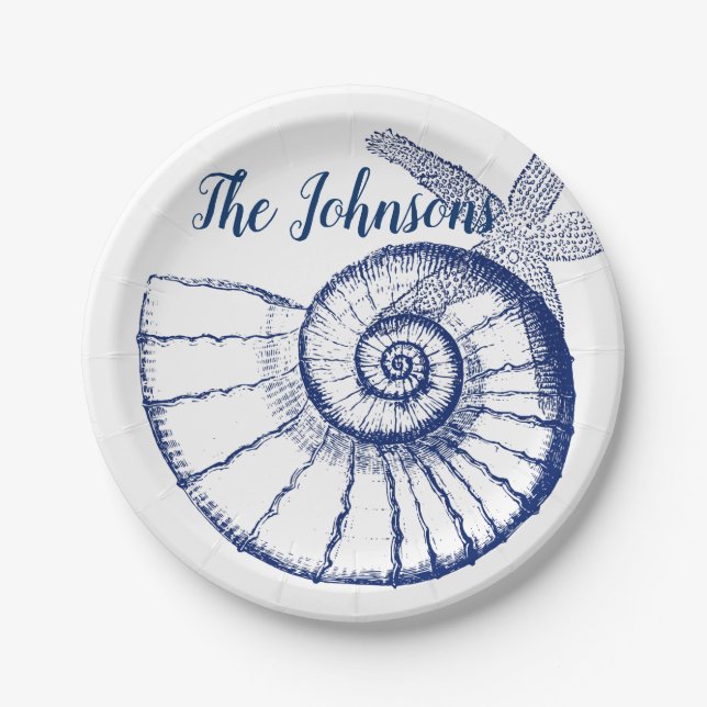 Assiettes En Carton Nautilus Coquille et Starfish Marine Life Personna (Devant)