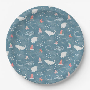 Assiettes En Carton Nautique sous le Baby shower marin