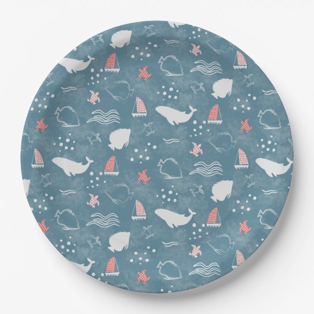 Assiettes En Carton Nautique sous le Baby shower marin (Devant)