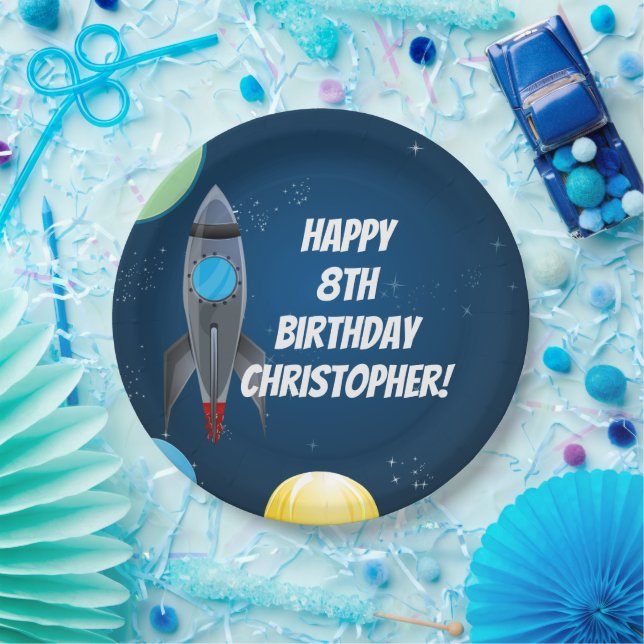Assiettes En Carton Navire à fusée spatiale (Fête)