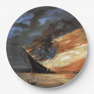 Assiettes En Carton Navire amiral rebelle de la guerre civile en feu d
