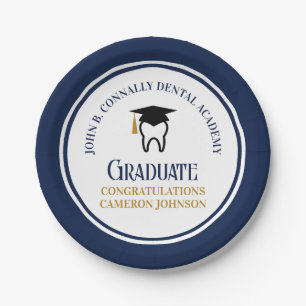 Assiettes En Carton Navy Blue Dental School Custom Graduation Party