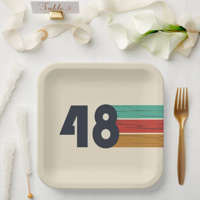 Assiettes En Carton Né en 1948 anniversaire vintage (Mariage)