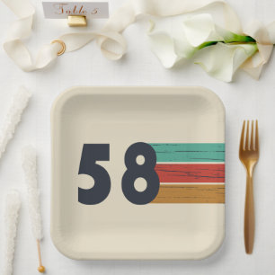 Assiettes En Carton né en 1958 anniversaire vintage