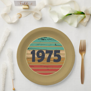 Assiettes En Carton Né en 1975 cadeau vintage 50e anniversaire
