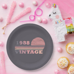 Assiettes En Carton né en 1988 anniversaire vintage