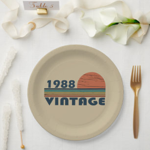 Assiettes En Carton Né en 1988 cadeau d'anniversaire vintage