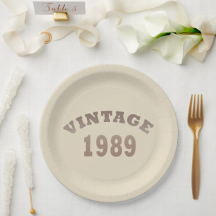 Assiettes En Carton né en 1989 cadeau d'anniversaire vintage