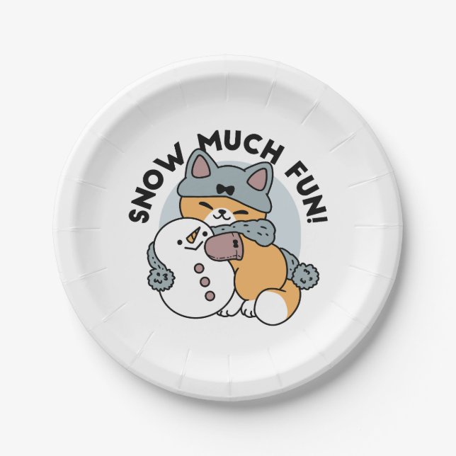 Assiettes En Carton Neige beaucoup amusant Chat hiver vacances Design (Devant)