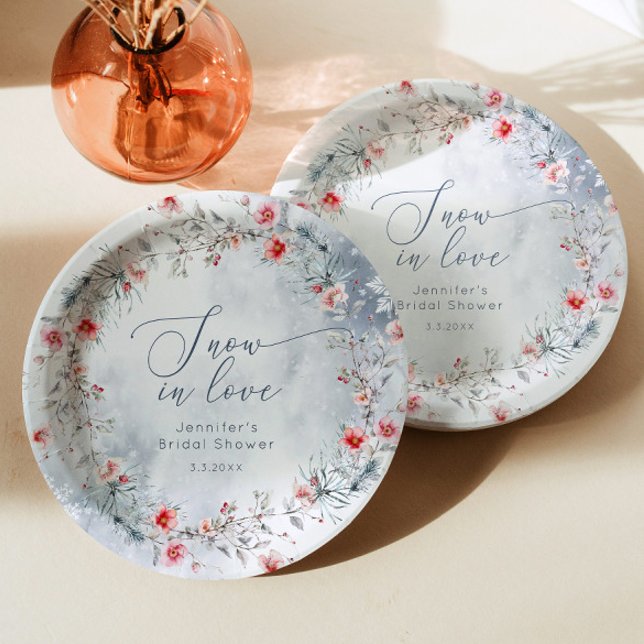Assiettes En Carton Neige d'hiver en amour élégant Shower de mariage (Créateur téléchargé)