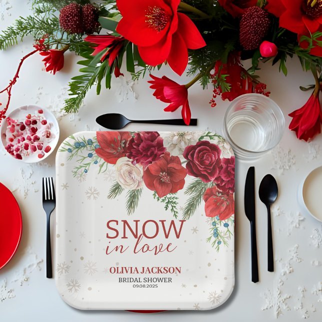 Assiettes En Carton Neige en amour hiver Rustique Flocon de neige Douc (Créateur téléchargé)