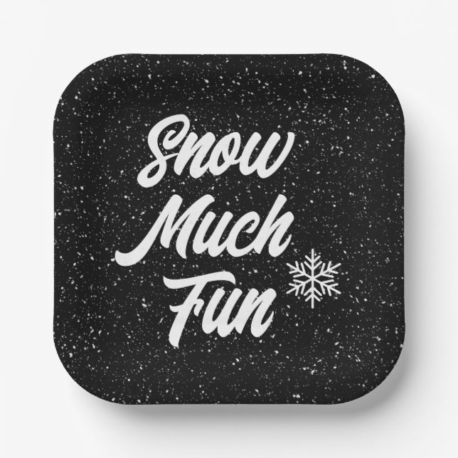 Assiettes En Carton Neige Fun Fun Fun Fun Sur Noir (Recto)