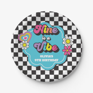 Assiettes En Carton Neon 90s Rétro Nine est une ambiance 9e anniversai