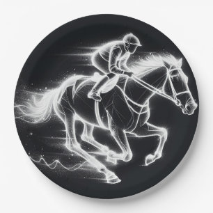 Assiettes En Carton Neon Jockey sur un cheval de balle