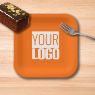 Assiettes En Carton Neon orange - ajoutez votre logo