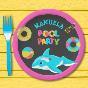 ASSIETTES EN CARTON NEON ORCA FLOAT POOL PARTI