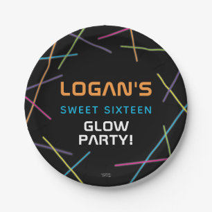 Assiettes En Carton Neon Sweet 16 Anniversaire Glow Party