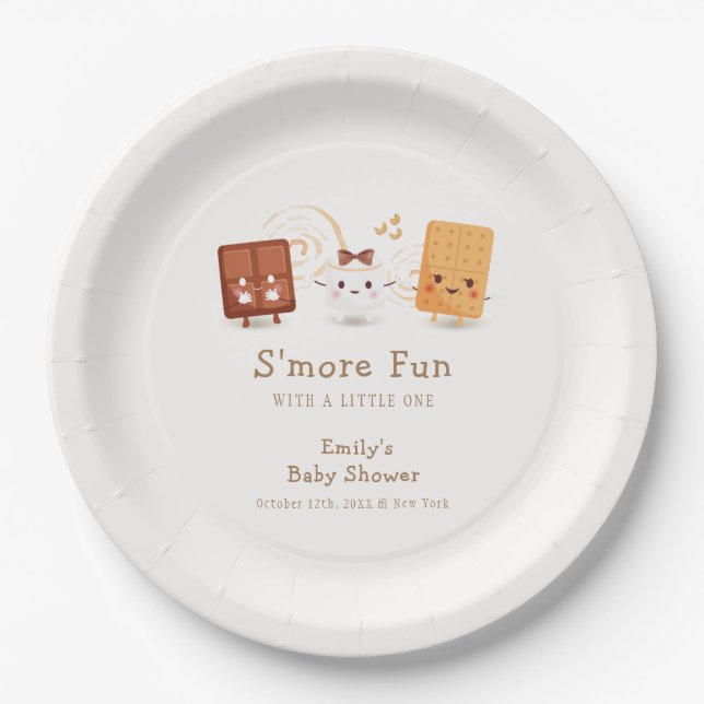 Assiettes En Carton Neutral Whimsical S'more Baby shower amusant (Devant)