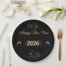 New Year Sparkle Paper Plate
