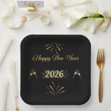 New Year Sparkle Paper Plate