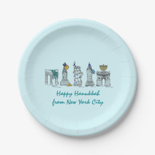 Assiettes En Carton New York City New York Joyeux Hanoukka Jewish Holi