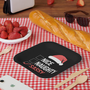 Assiettes En Carton Nice Naughty Sassy Liste de Noël
