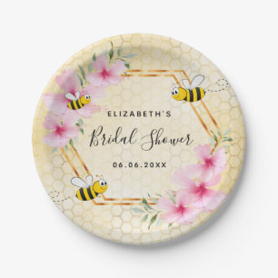 Assiettes En Carton Nid d'abeille rose floral shower de mariage