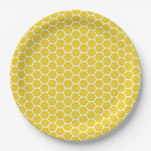 Assiettes En Carton Nid d'abeilles jaune