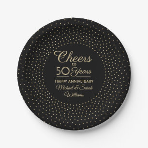 Assiettes En Carton N'IMPORTE QUEL Anniversaire Salue Noir et Or Confe