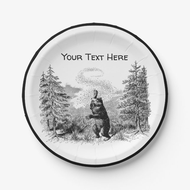 Assiettes En Carton Nimrod - Ours et abeilles (Devant)