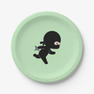 Assiettes En Carton Ninja minuscule en vert