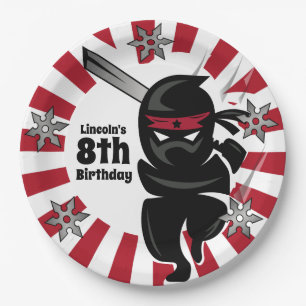 Assiettes En Carton Ninja Samurai Guerrier Personnalisé Anniversaire
