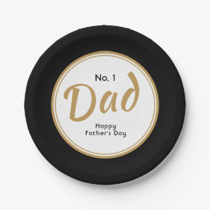 Assiettes En Carton "No.1 Papa" Bonne Fête des pères Noir