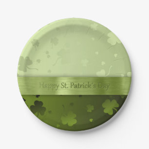 Assiettes En Carton Noble St. Patrick's Day Shamrocks - Plaque en papi